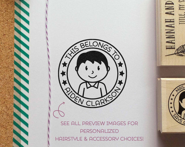 Personalized Kids Label Rubber Stamp, Personalized Stamp for Children –  PinkPueblo