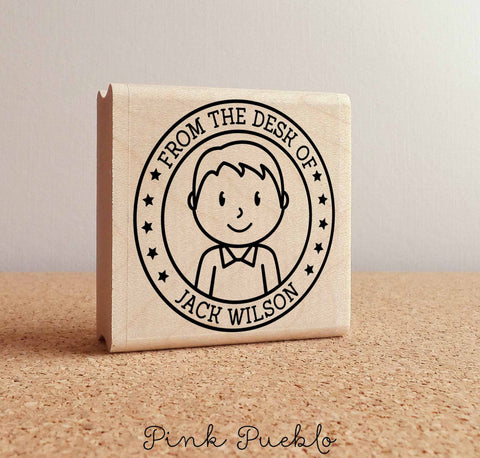 Personalized Boy Rubber Stamp - PinkPueblo