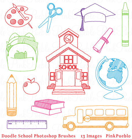 Doodle School Photoshop Brushes - PinkPueblo