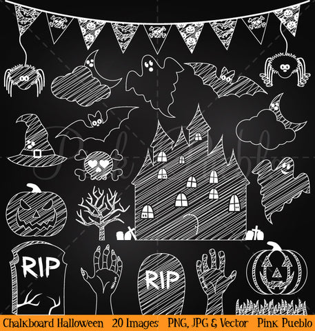 Chalkboard Halloween Clipart and Vectors - PinkPueblo