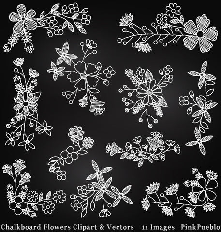 Chalkboard Flowers Clipart & Vectors - PinkPueblo