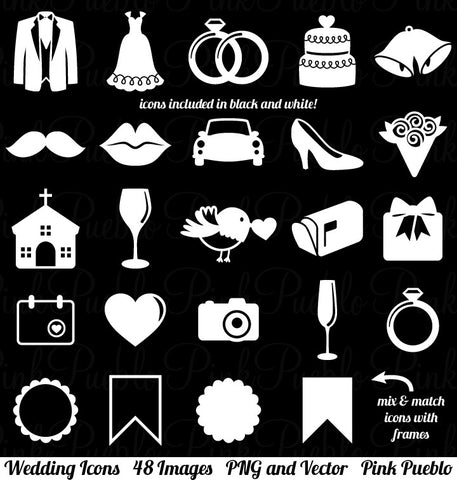 Wedding Icons Clipart and Vectors - PinkPueblo