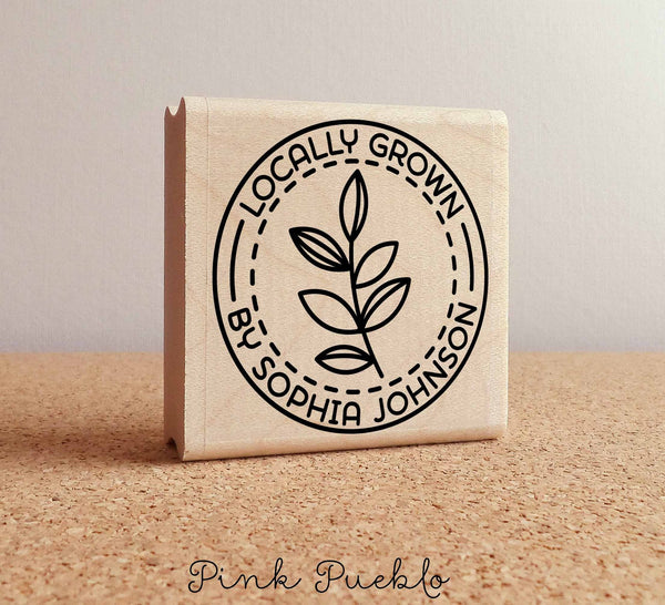 Personalized Locally Grown Rubber Stamp, Custom Locally Grown Food
