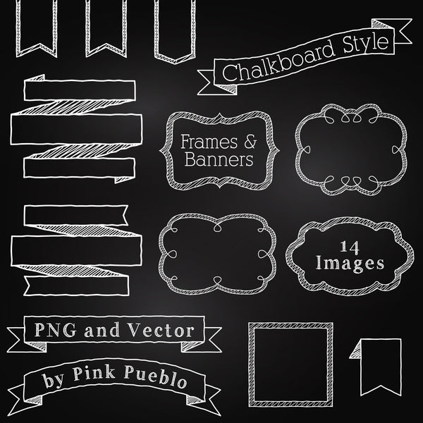 Chalkboard Elements Clipart & Vector - PinkPueblo