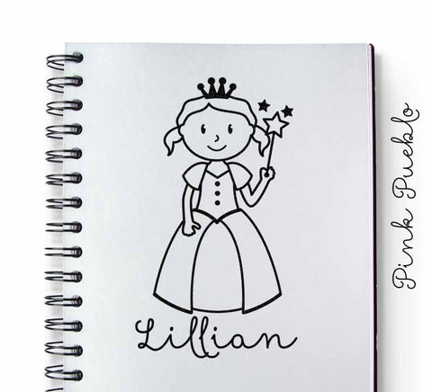 Personalized Princess Rubber Stamp for Children, Custom Princess Stamp - Choose Hairstyle and Accessories - PinkPueblo