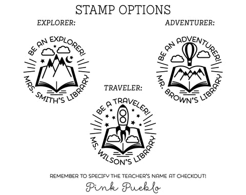 Self Inking Teacher Stamp, Self Inking Library Stamp, Personalized Teacher Gift - PinkPueblo