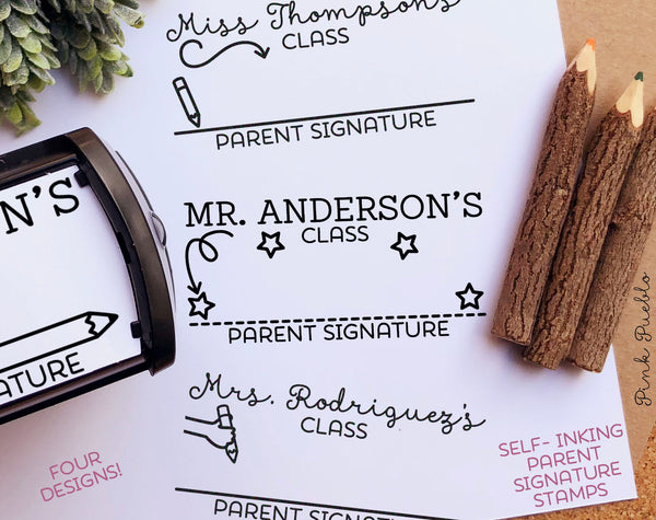 Self Inking Teacher Stamp, Parent Signature Stamp, Sign and Return Teacher Stamps Self Inking - PinkPueblo