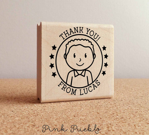 Personalized Thank You Rubber Stamp for Boys - PinkPueblo