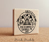 Mountain Cabin Return Address Stamp, Round Address Stamp with a Cabin in the Mountains