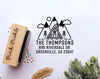 Mountain Cabin Return Address Stamp, Round Address Stamp with a Cabin in the Mountains
