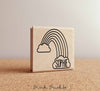 Personalized Custom Rubber Stamp with Rainbow and Name - PinkPueblo