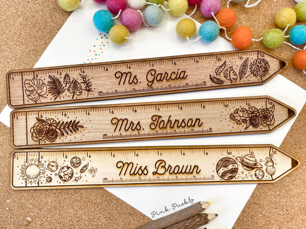 Personalized Engraved Wooden Teacher Ruler, Personalized Teacher Gift