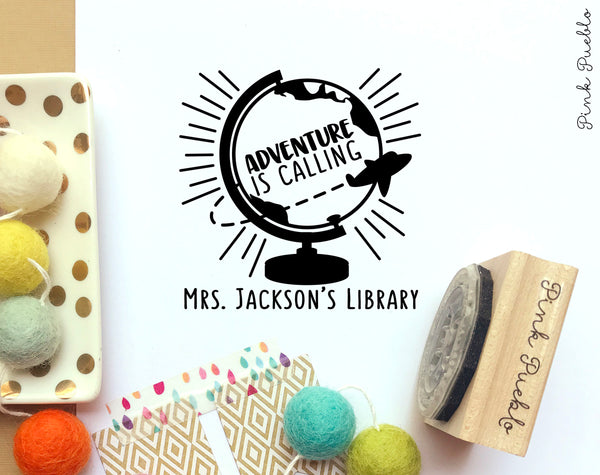 Personalized Bookplate Stamp for Teachers, Teacher Library Stamp, Classroom Library Stamp - PinkPueblo