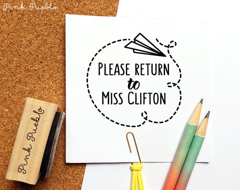 Personalized Teacher Stamp, Sign and Return Stamp for Teachers - PinkPueblo