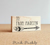 Personalized To From Rubber Stamp with Tribal Feather Arrow - PinkPueblo