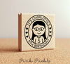 Personalized Birthday Stamp for Girls, Custom Rubber Stamps for Birthday Party - Choose Hairstyle and Accessories - PinkPueblo