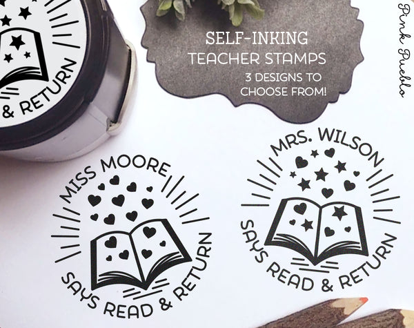 Self Inking Teacher Book Stamp, Personalized From the Library of Stamp, Teacher Stamps - PinkPueblo