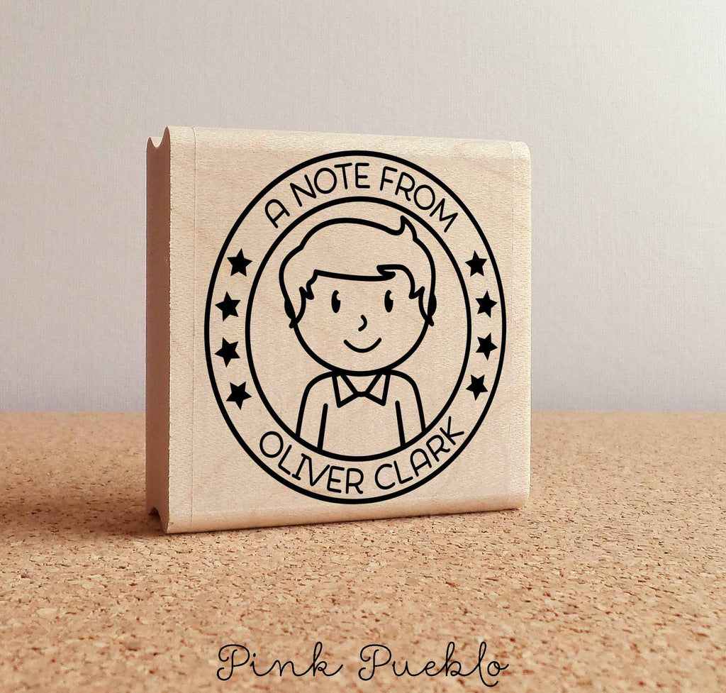 Personalized Rubber Stamp for Boys, Custom Kids Rubber Stamp – PinkPueblo