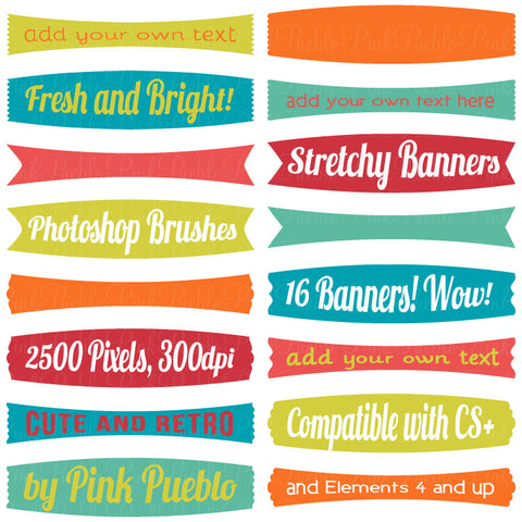Stretchy Banners Photoshop Brushes - PinkPueblo