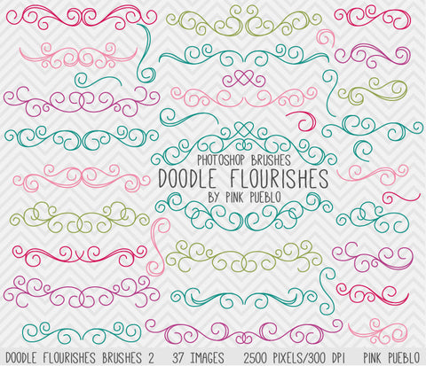 Doodle Flourishes Photoshop Brushes - PinkPueblo