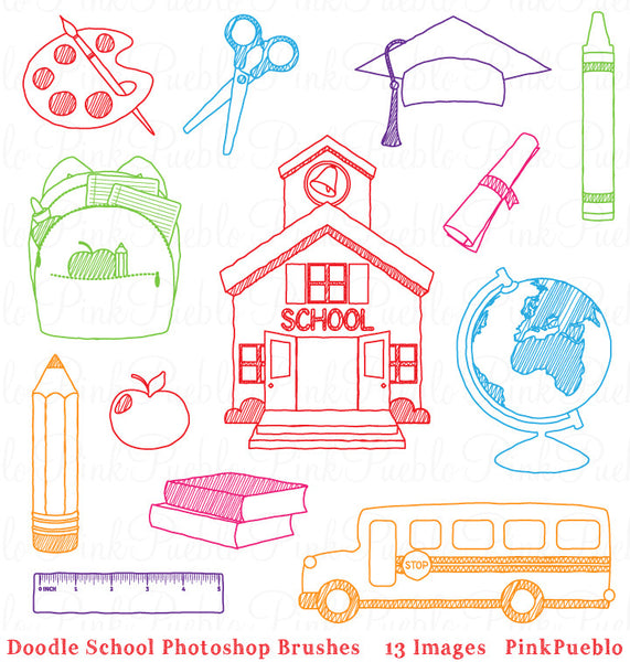 Doodle School Photoshop Brushes - PinkPueblo