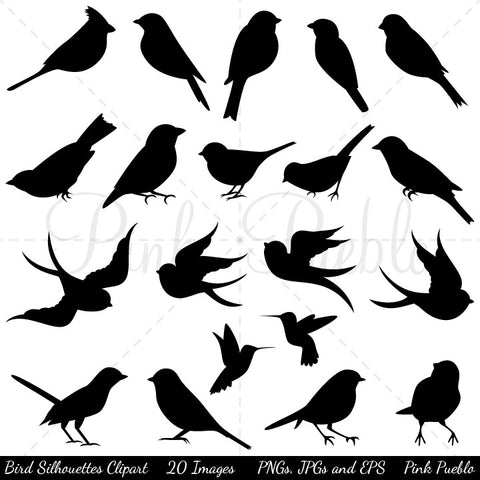 Bird Silhouettes Clipart & Vectors - PinkPueblo