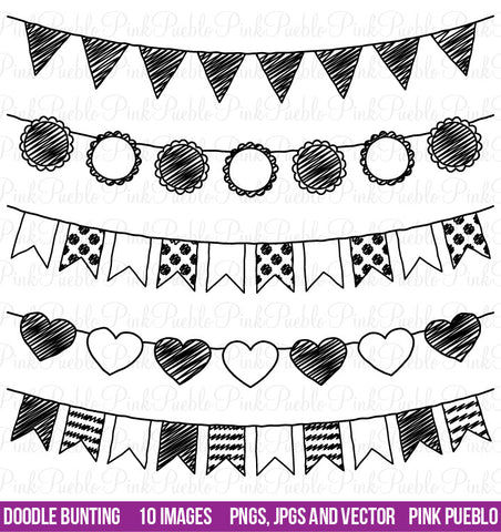 Doodle Bunting Clipart and Vectors - PinkPueblo