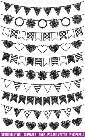 Doodle Bunting Clipart and Vectors - PinkPueblo