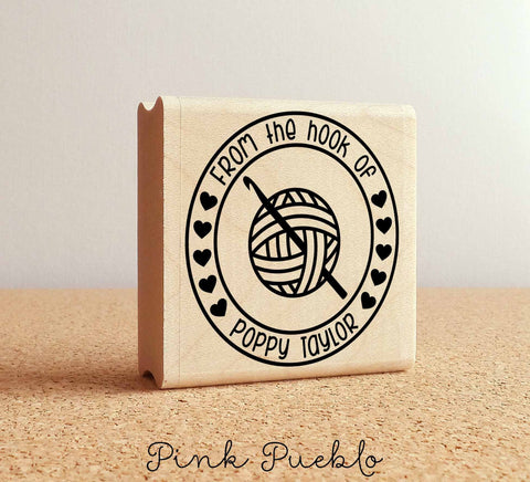 Personalized Crochet Rubber Stamp, From the Hook Of Crochet Stamp - PinkPueblo