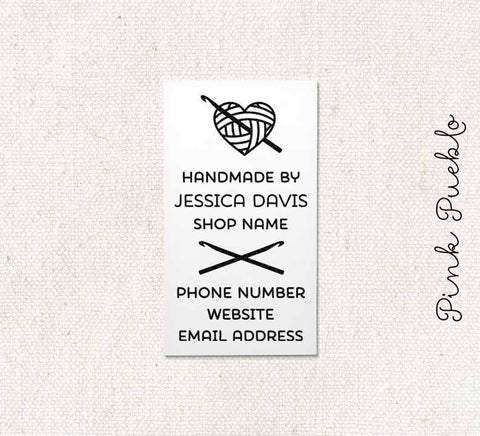 Personalized Crochet Business Card Stamp, Handmade By Business Card Rubber Stamp - PinkPueblo