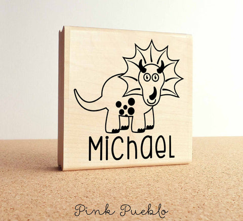 Large Personalized Dinosaur Stamp with Name - PinkPueblo