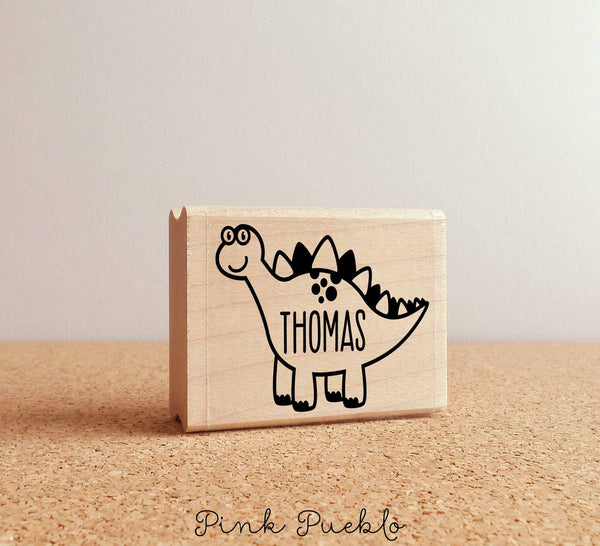 Custom Dinosaur Rubber Stamp with Personalized Name - PinkPueblo