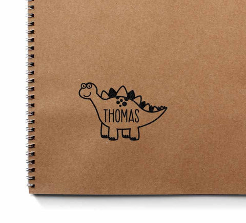 Custom Dinosaur Rubber Stamp with Personalized Name - PinkPueblo