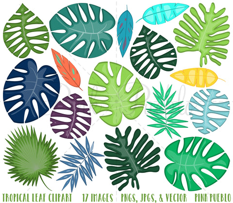 Tropical Leaves Clipart and Vectors - PinkPueblo