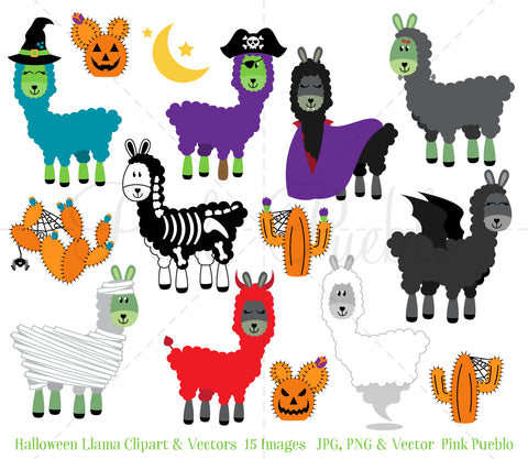 Halloween Llama Clipart and Vectors - PinkPueblo