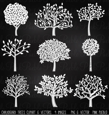 Chalkboard Trees Clip Art & Vectors - PinkPueblo