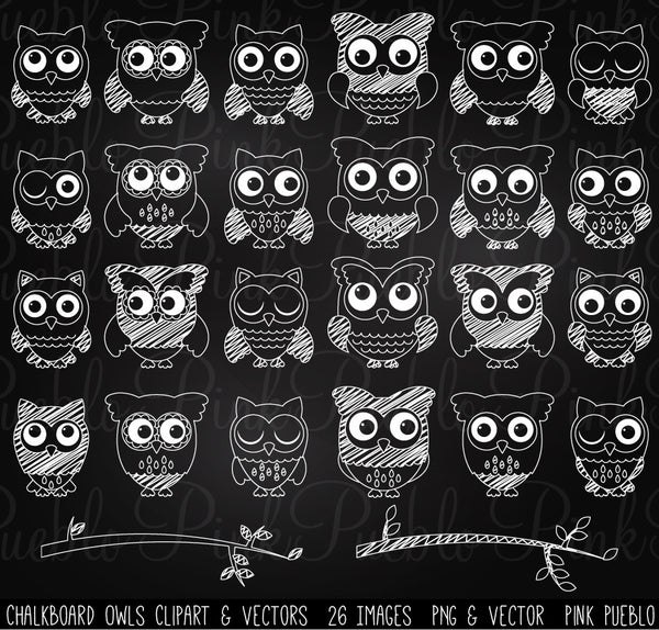 Chalkboard Owls Clip Art & Vectors - PinkPueblo