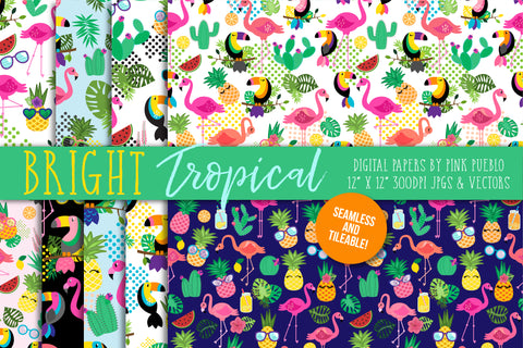 Tropical Patterns and Digital Papers - PinkPueblo
