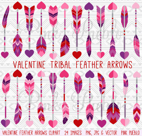 Valentine's Day Feather Arrows Clipart and Vectors - PinkPueblo