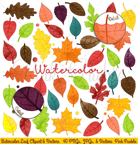 Watercolor Leaves Clipart & Vectors - PinkPueblo