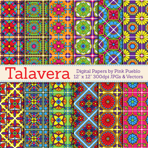 Talavera Digital Papers and Backgrounds - PinkPueblo