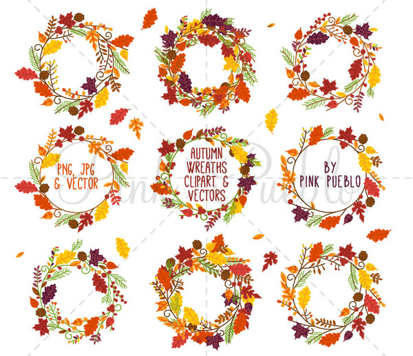 Autumn Wreath Clipart and Vectors - PinkPueblo
