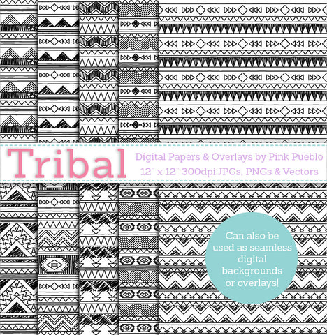 Tribal Seamless Backgrounds and Overlays - PinkPueblo
