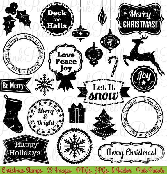 Christmas Stamps Clipart and Vectors - PinkPueblo