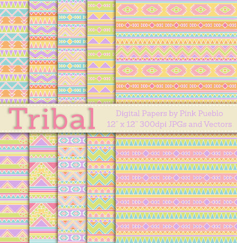 Seamless Tribal Pattern Backgrounds or Papers - PinkPueblo