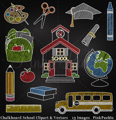 Chalkboard Back to School Clipart and Vectors - PinkPueblo