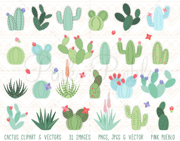 Cactus and Succulent Clipart and Vectors - PinkPueblo