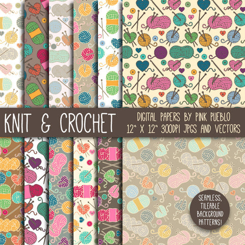 Knitting & Crochet Patterns or Digital Paper - PinkPueblo