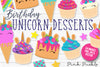 Unicorn Birthday and Cupcake Clipart - PinkPueblo