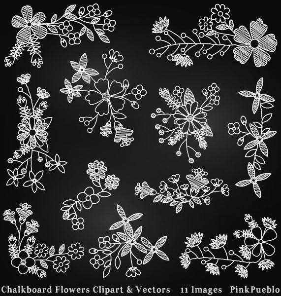 Chalkboard Flowers Clipart & Vectors - PinkPueblo